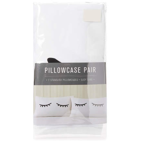 2 Eyelash Closed Eye White Pillow Cases - Picture 3 of 3